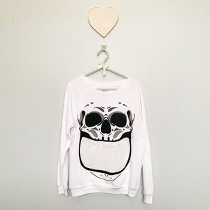Skull Clear Pocket Mouth Sweatshirt Skelton Face Halloween